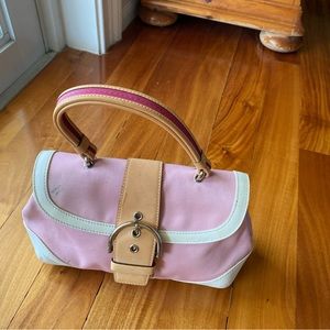 Coach Hampton Canvas Pink Leather Buckle Soho Purse